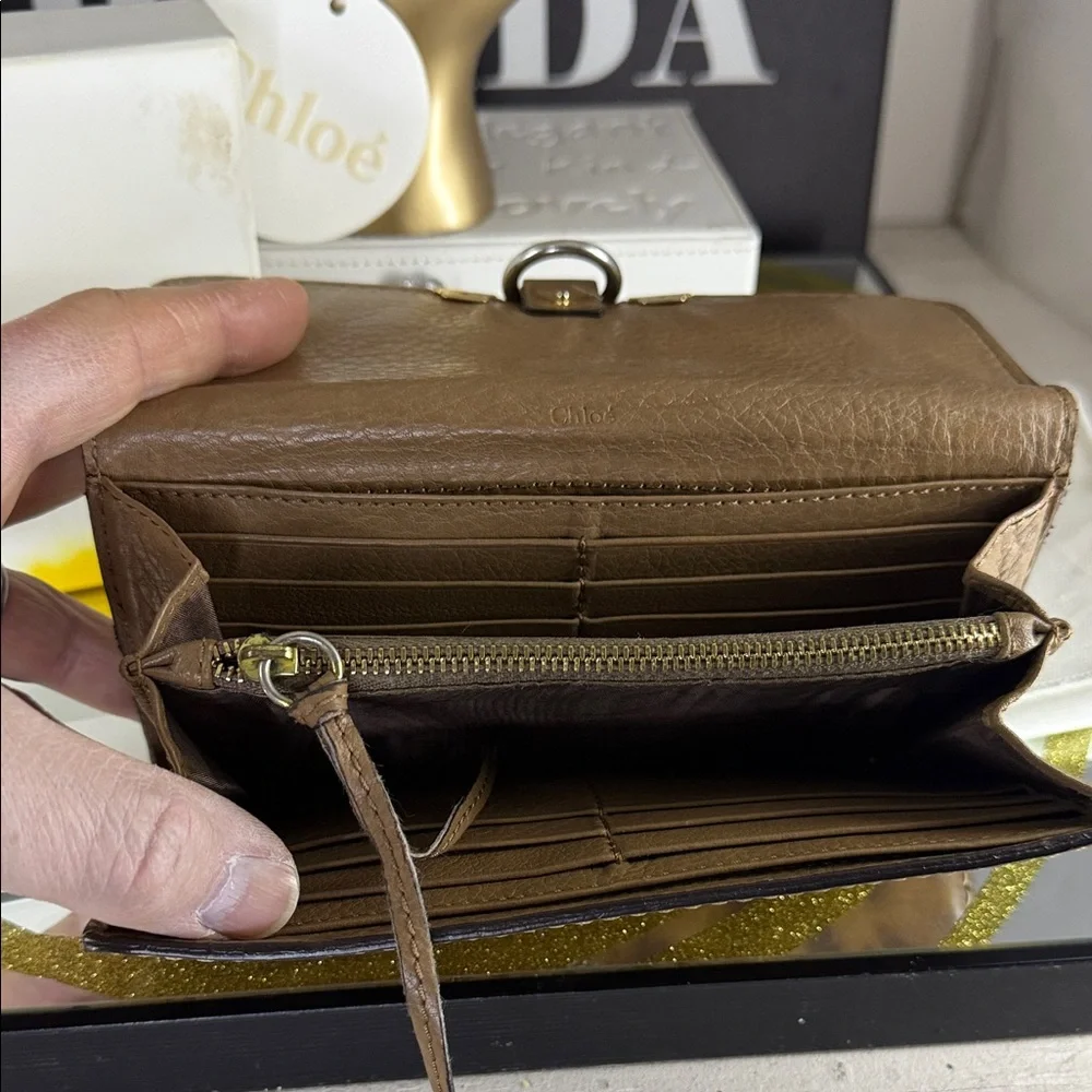 Chloe Brown Leather Wallet with Gold Details - Picture 10 of 10